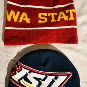 Adult Iowa State Beanie Set - Red and Blue